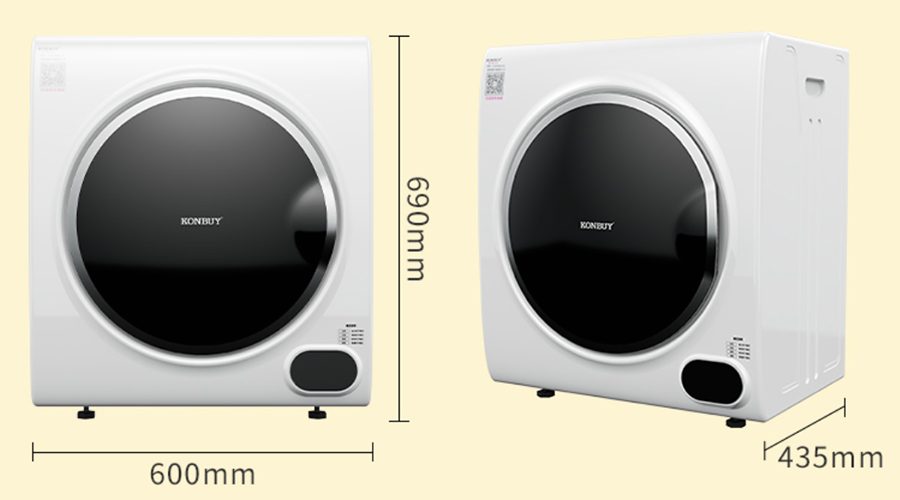 小型家用衣服烘干机设备：5kg衣物烘干机产品尺寸介绍